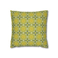 Botanical Yellow and Green Decorative THROW PILLOW COVER — Floral Star Pattern Square Throw Cover
