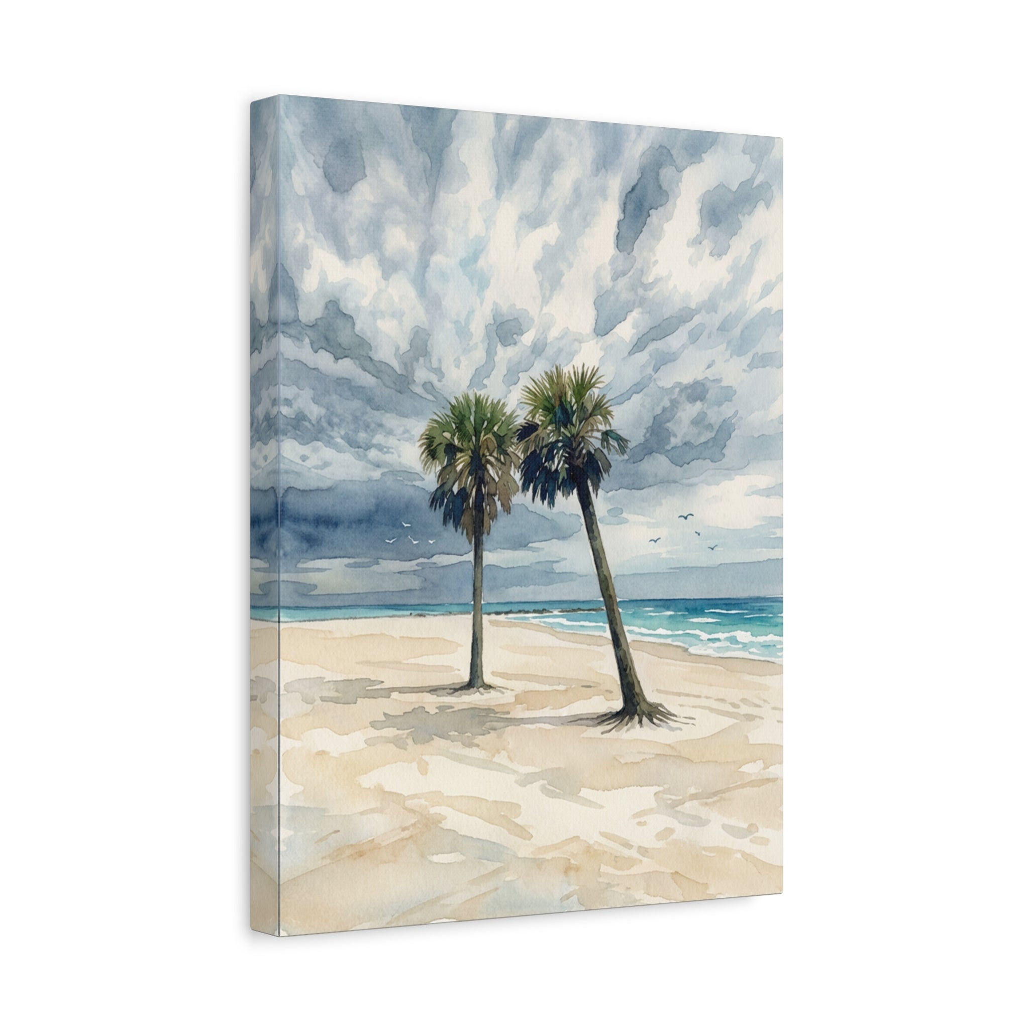 Coastal Palm Beach Canvas Print — Matte Stretched Wall Art