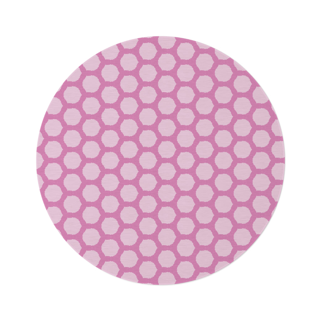 Pink Honeycomb Round Rug – Geometric Nursery Accent Rug