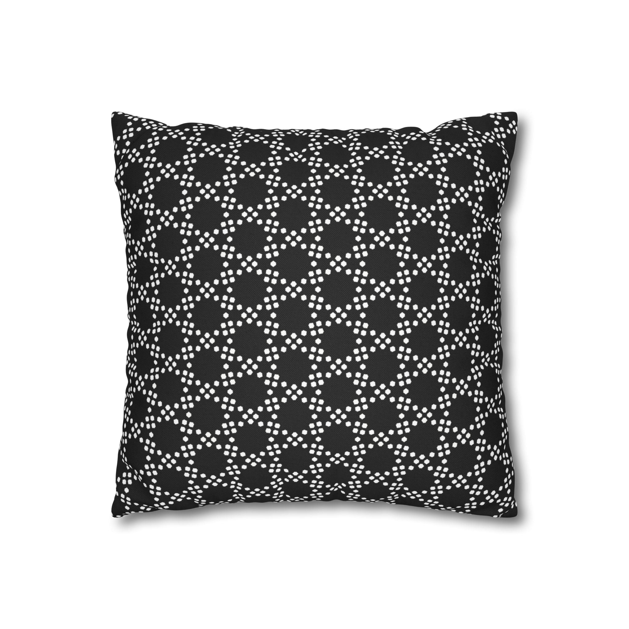 Black and White Lattice Dot Pattern THROW PILLOW COVER — Modern Decorative Throw Pillow