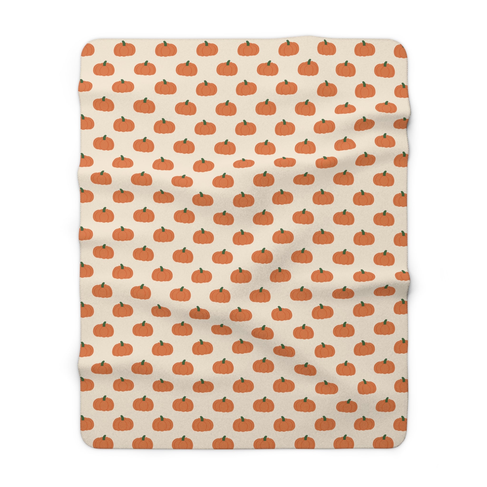 Cream Halloween Pumpkin Pattern Sherpa Blanket — Cozy Halloween Fall Throw