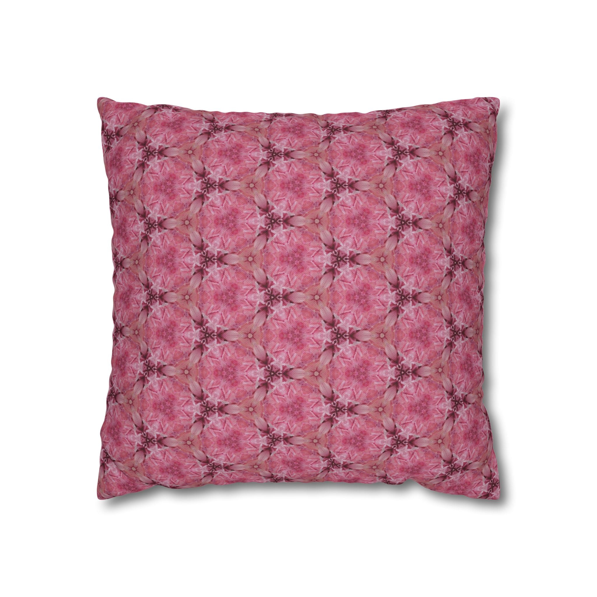 Pink Kaleidoscope THROW PILLOW COVER — Spun Polyester Square Pillow
