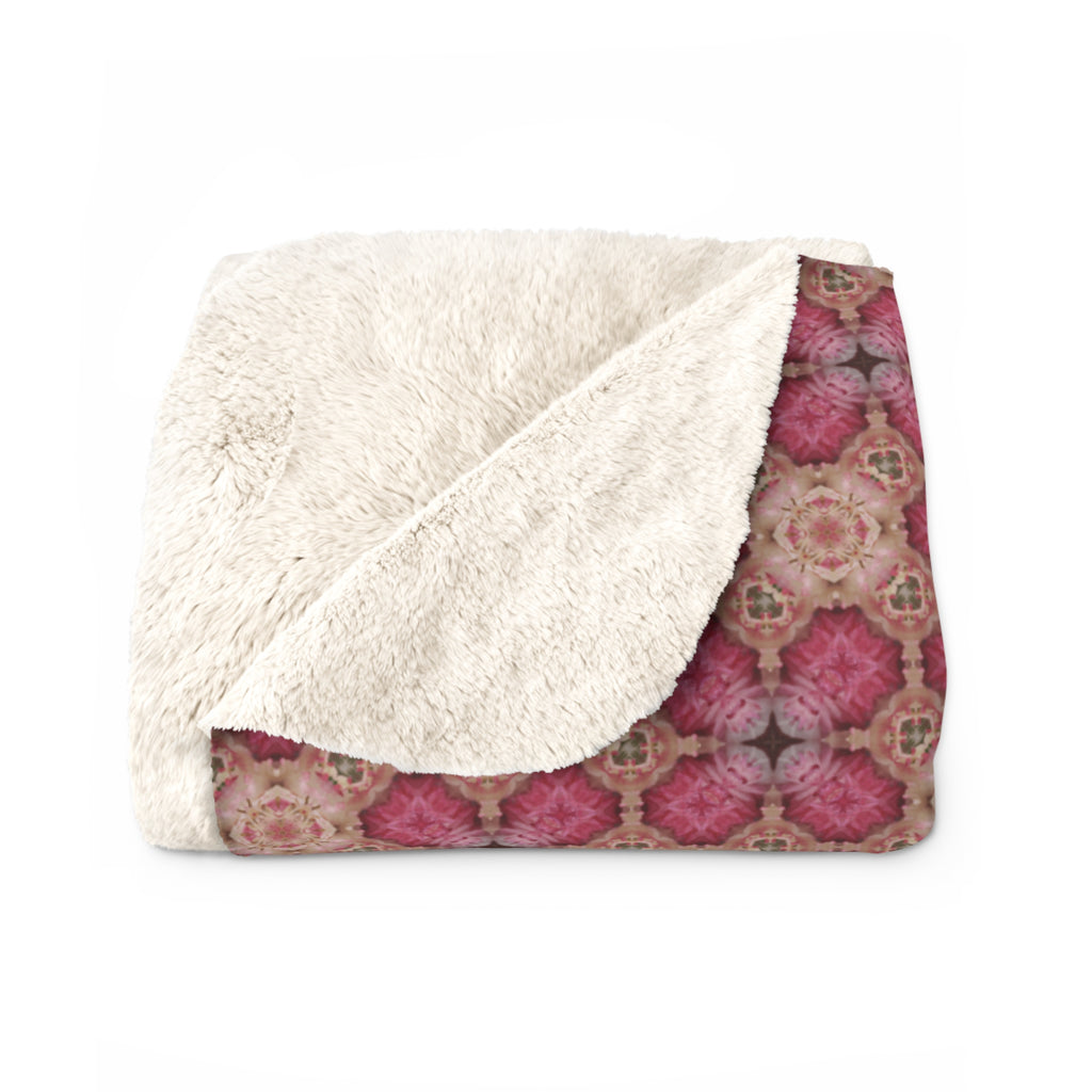 Plush Sherpa Blanket — Pink Floral Mosaic Cozy Throw