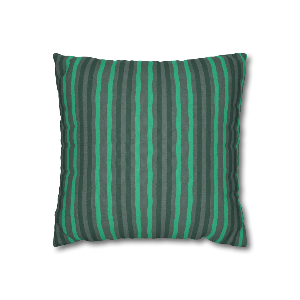 Green & Gray Striped Decorative THROW PILLOW COVER