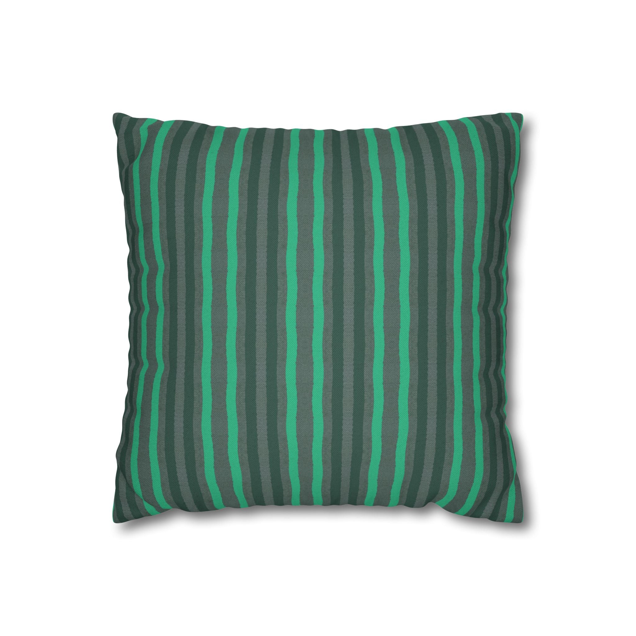 Green & Gray Striped Decorative THROW PILLOW COVER