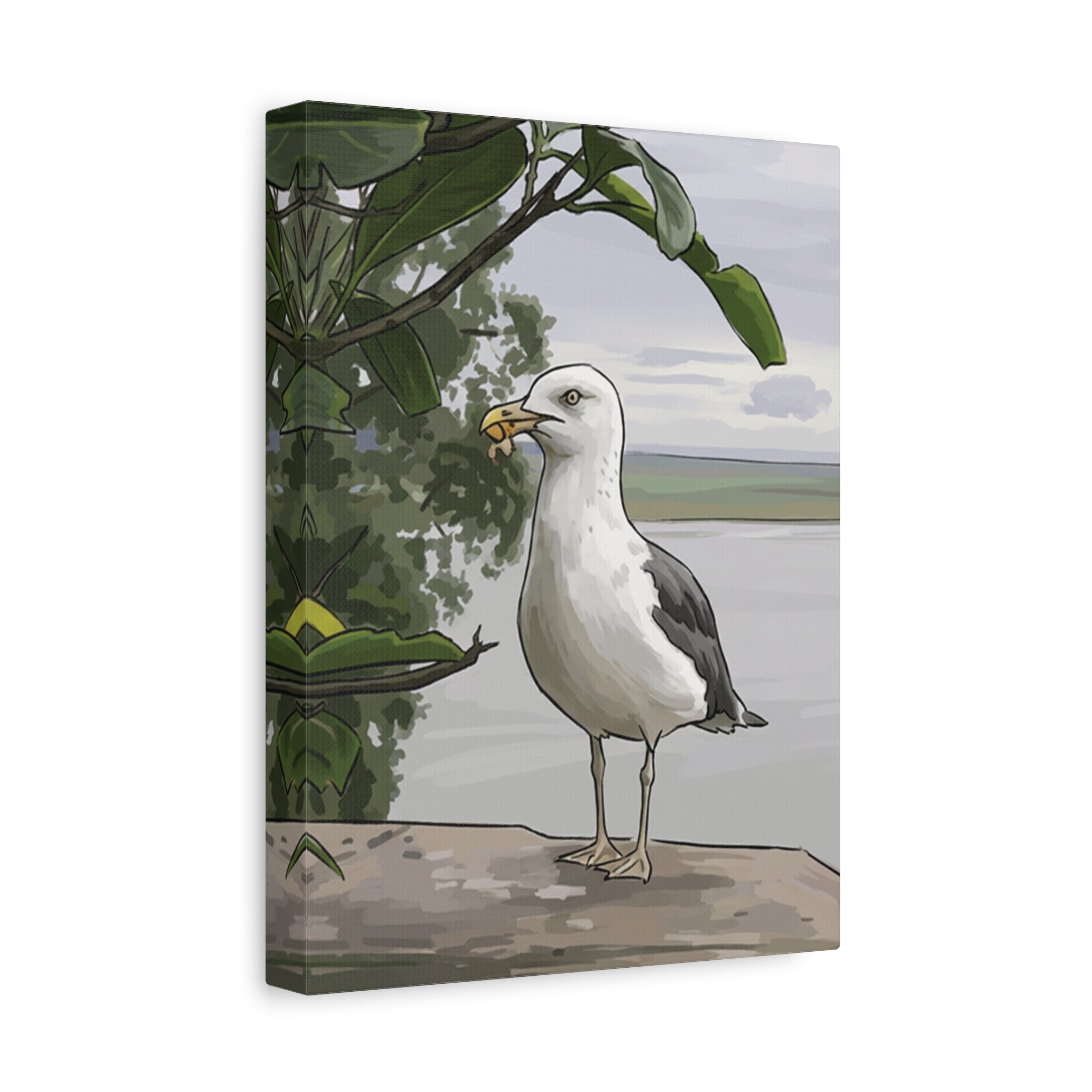 Seagull Coastal Art Canvas — Matte Stretched Wall Decor