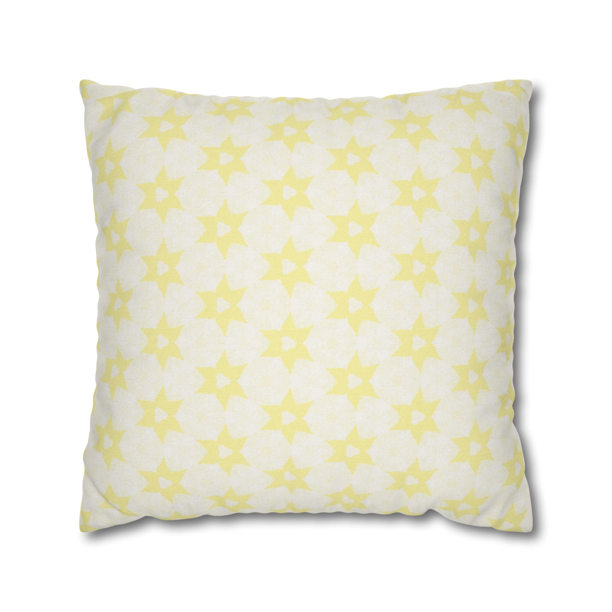 Cream Floral Star THROW PILLOW COVER — Soft Spun Polyester Square Pillowcase