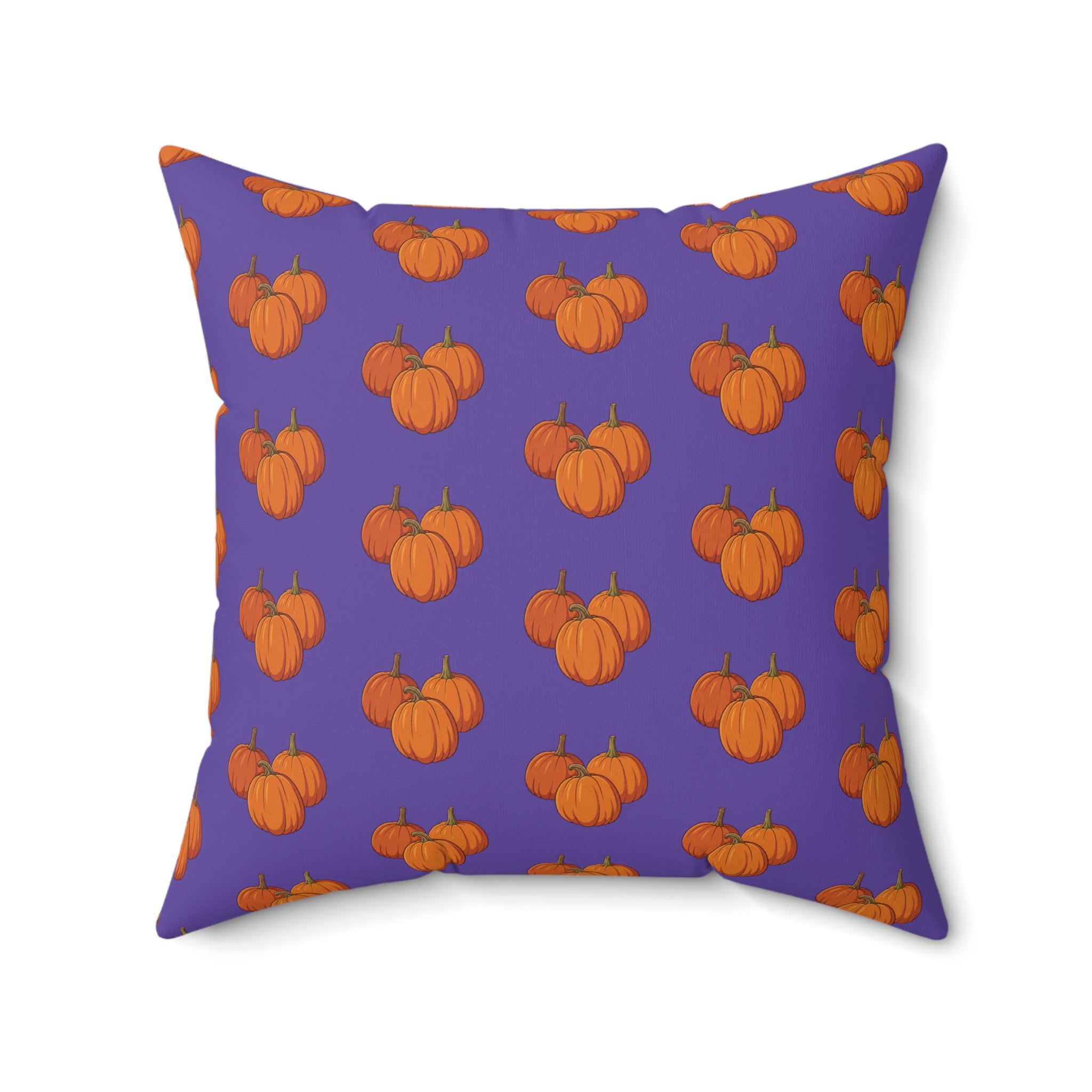 Purple Autumn Pumpkin Pattern Pillow - Purple Spun Polyester Decorative Cushion