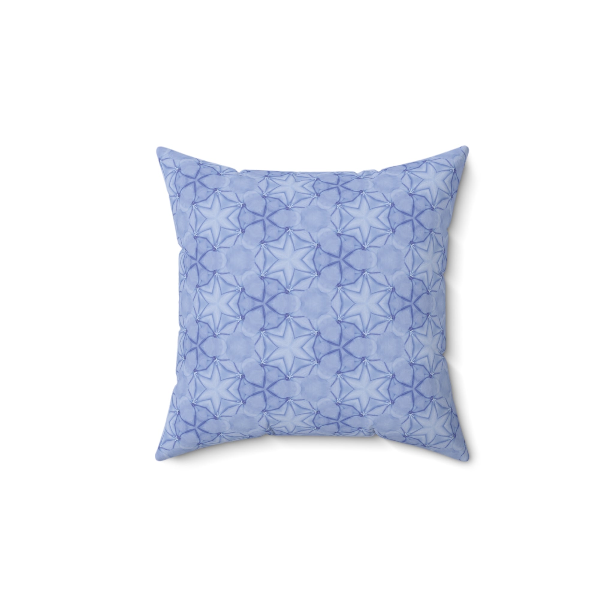 Blue Floral Geometric Throw Pillow — Soft Starburst Pattern Home Decor