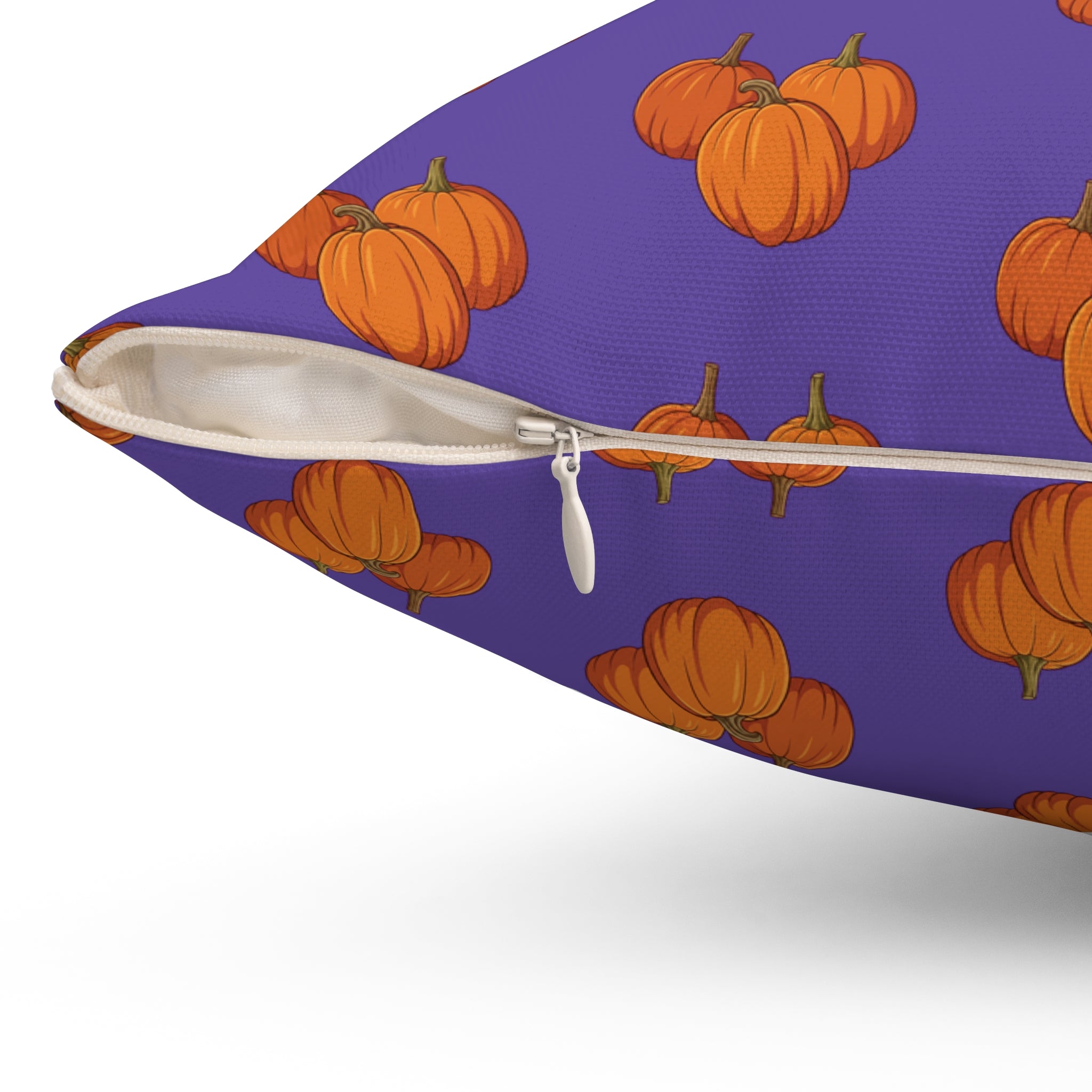 Purple Autumn Pumpkin Pattern Pillow - Purple Spun Polyester Decorative Cushion