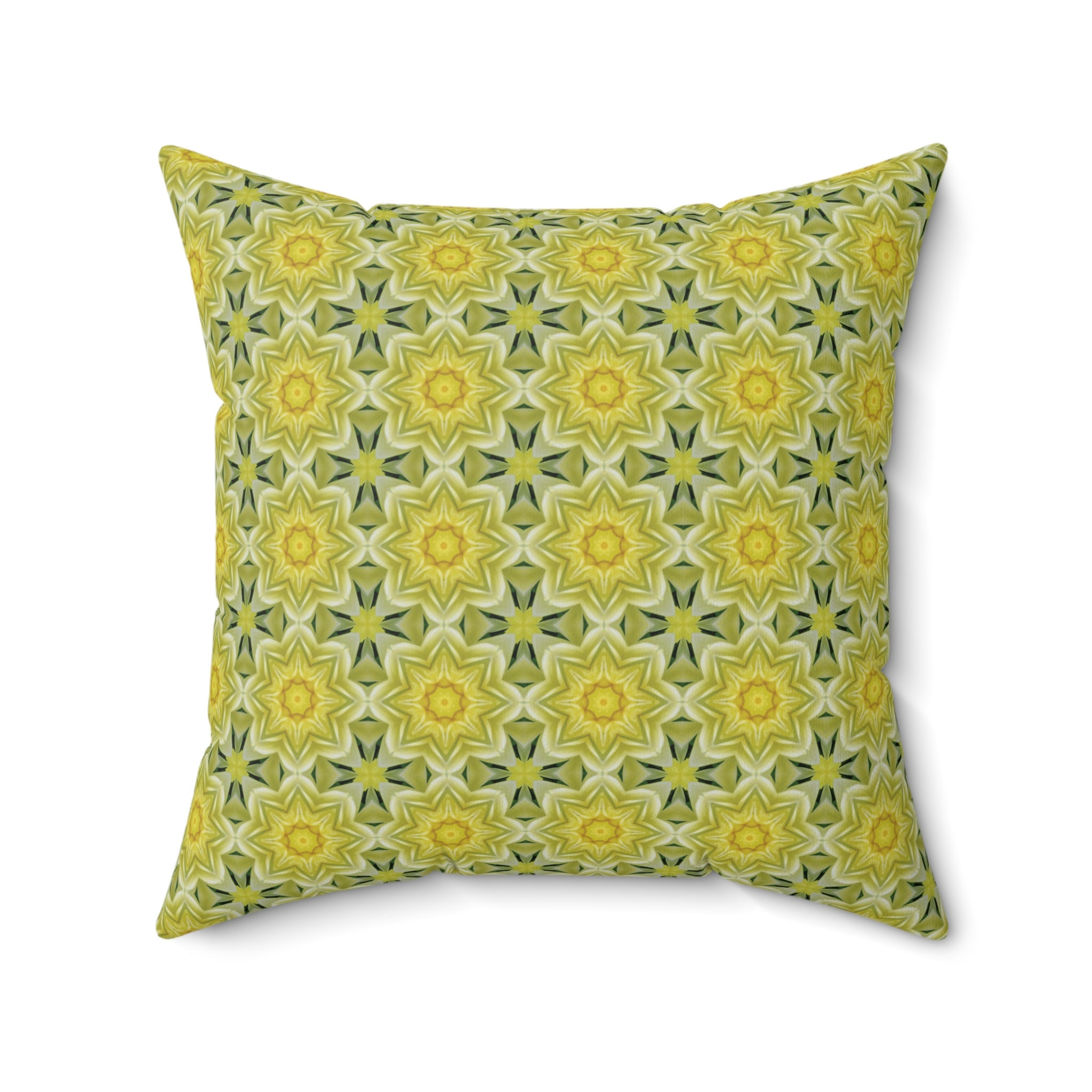 Botanical Yellow and Green Throw Pillow — Decorative Square Accent Cushion