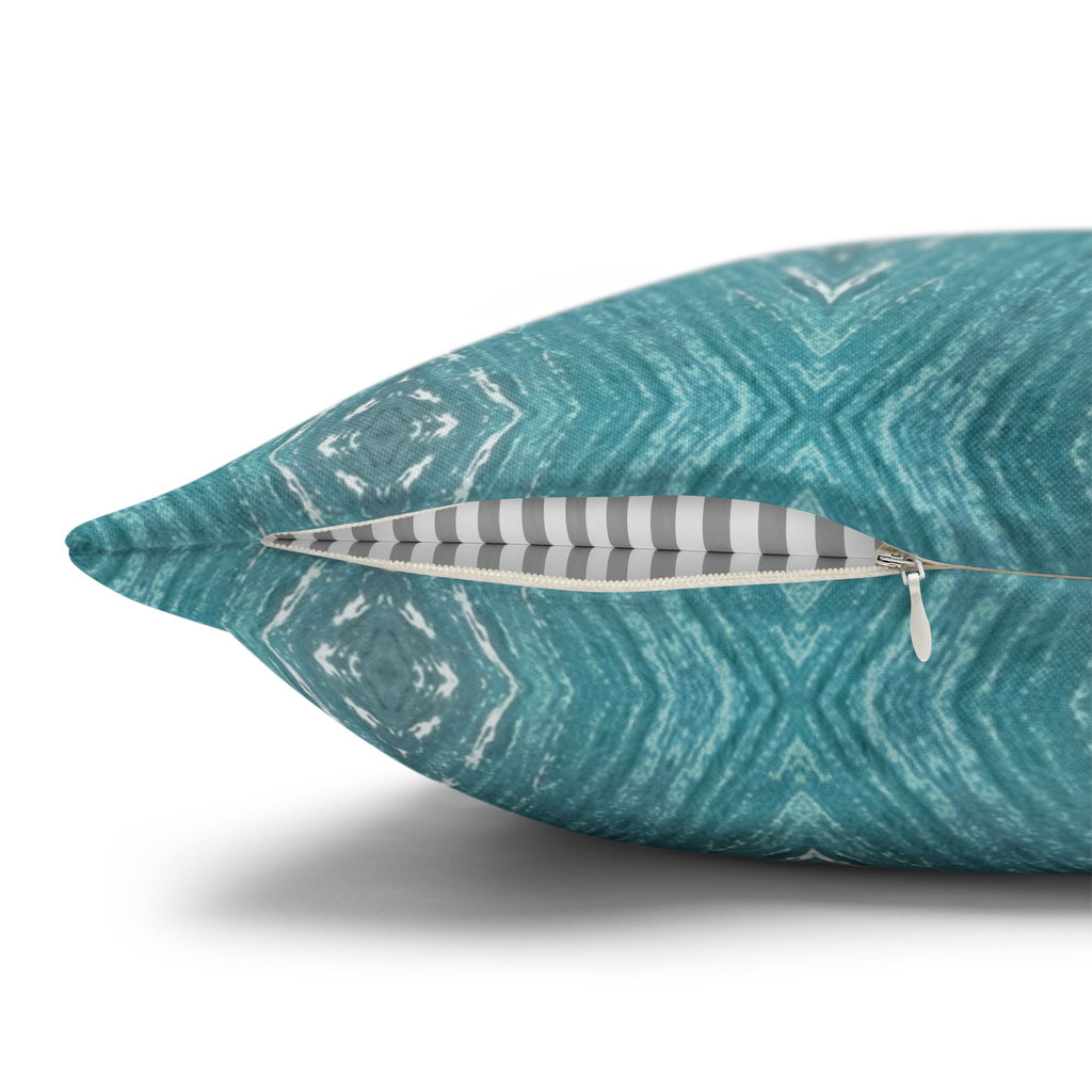 Teal Ikat Pattern Square THROW PILLOW COVER — Turquoise Boho Decorative Throw Pillow Cover