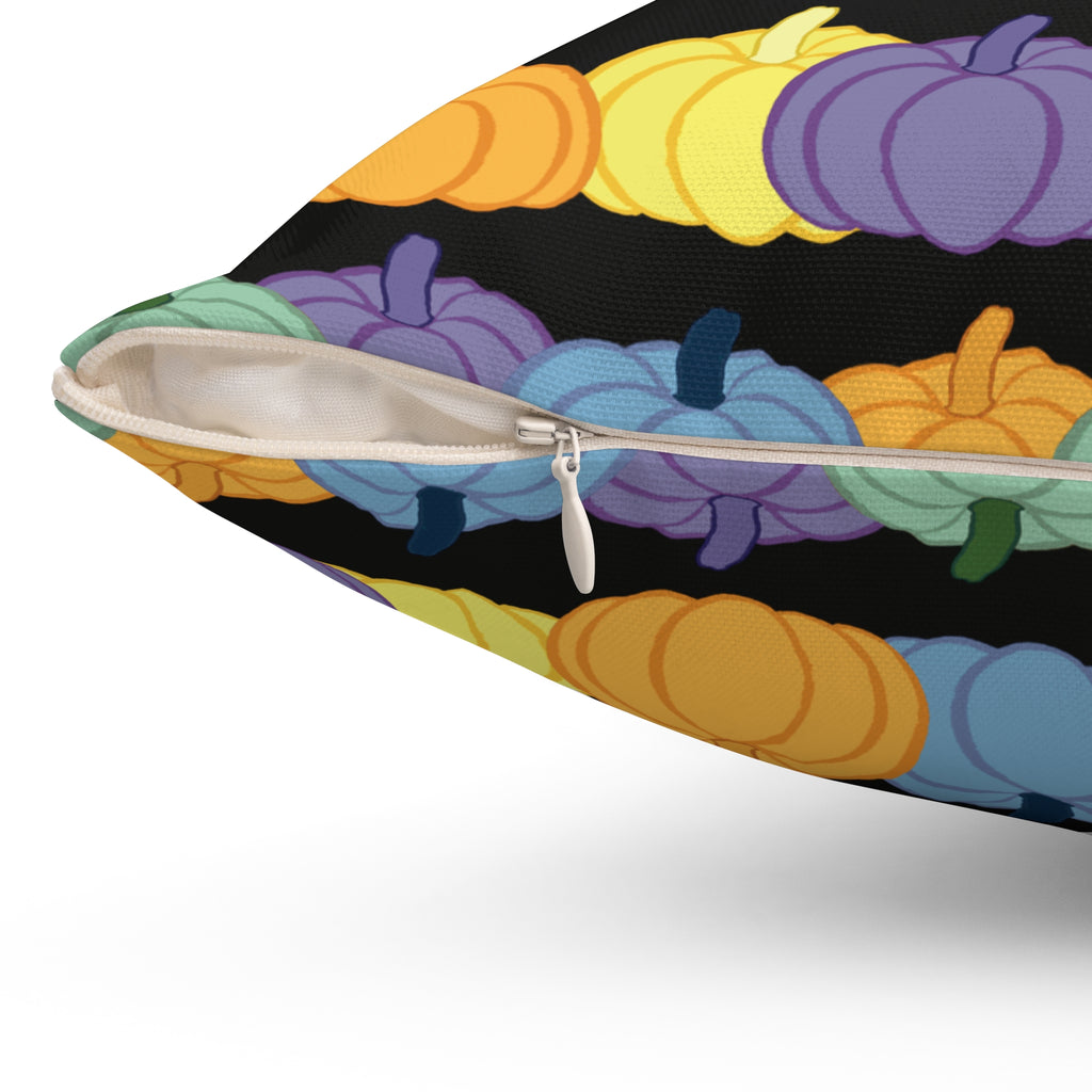 Colorful Pastel Pumpkin Throw Pillow — Halloween & Fall Decorative Cushion