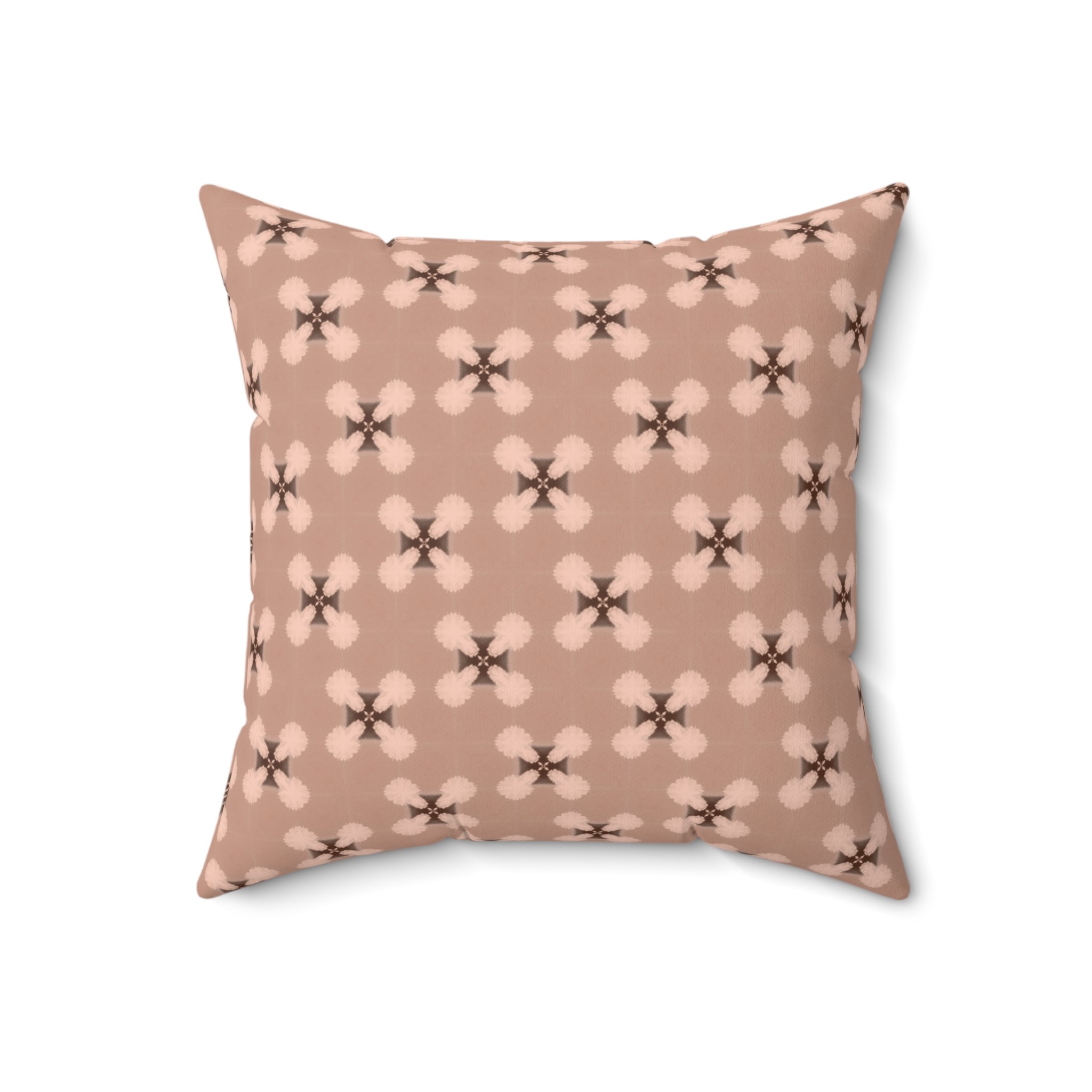 Blush Floral Pattern Square Pillow — Modern Boho Decorative Cushion