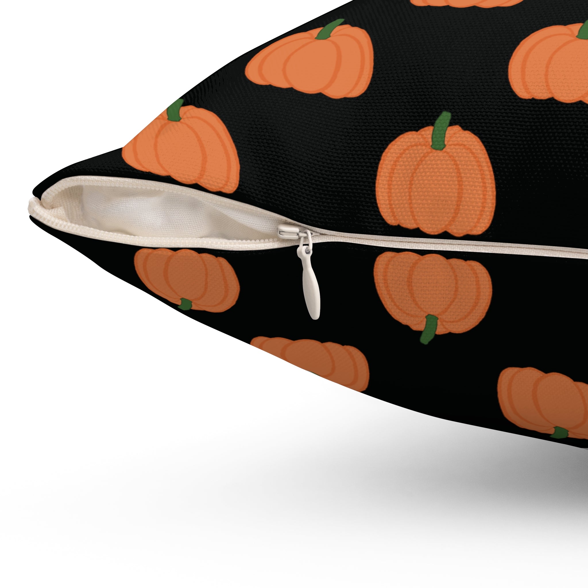 Black Halloween Pumpkin Pattern Pillow — Spun Polyester Decorative Throw Pillow