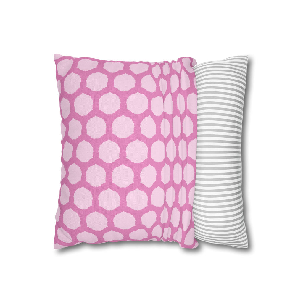 Pink Honeycomb Pattern THROW PILLOW COVER - Decorative Square Throw Pillow Cover