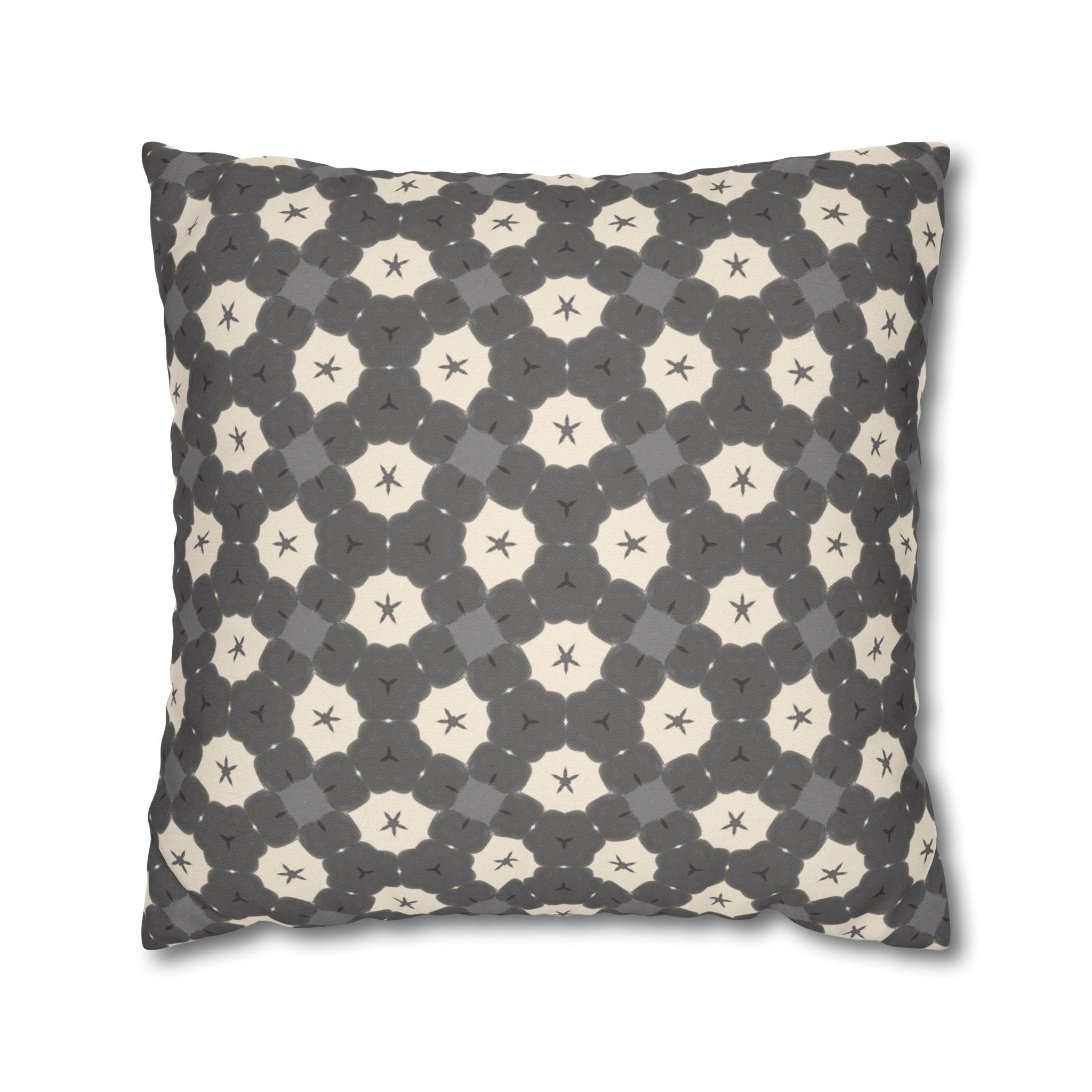 Charcoal and Cream THROW PILLOW COVER — Gray Geometric Patterned Decorative Throw Pillow Cover