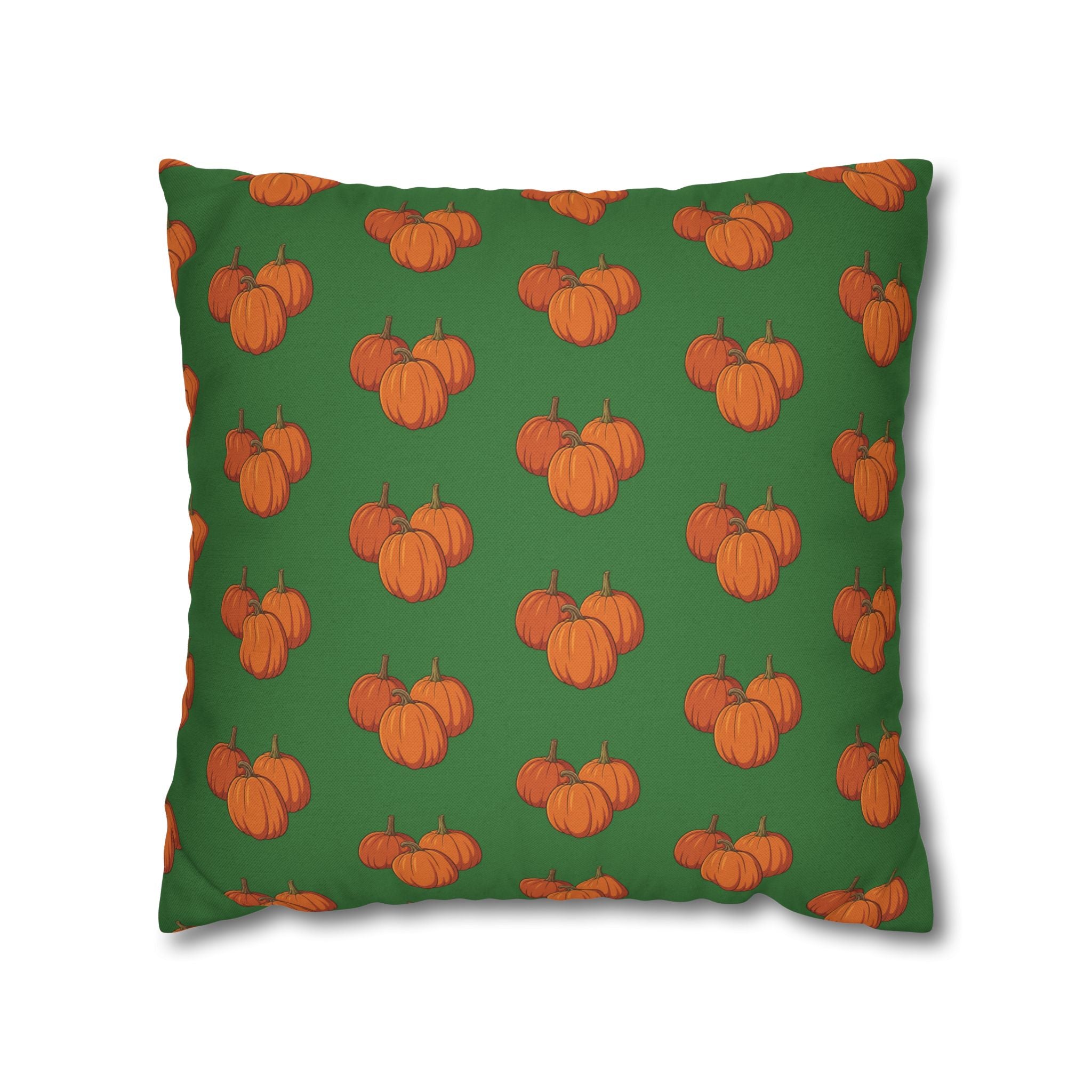 Green Autumn Pumpkin Pattern THROW PILLOW COVER — Fall Decorative Throw Pillow Cover