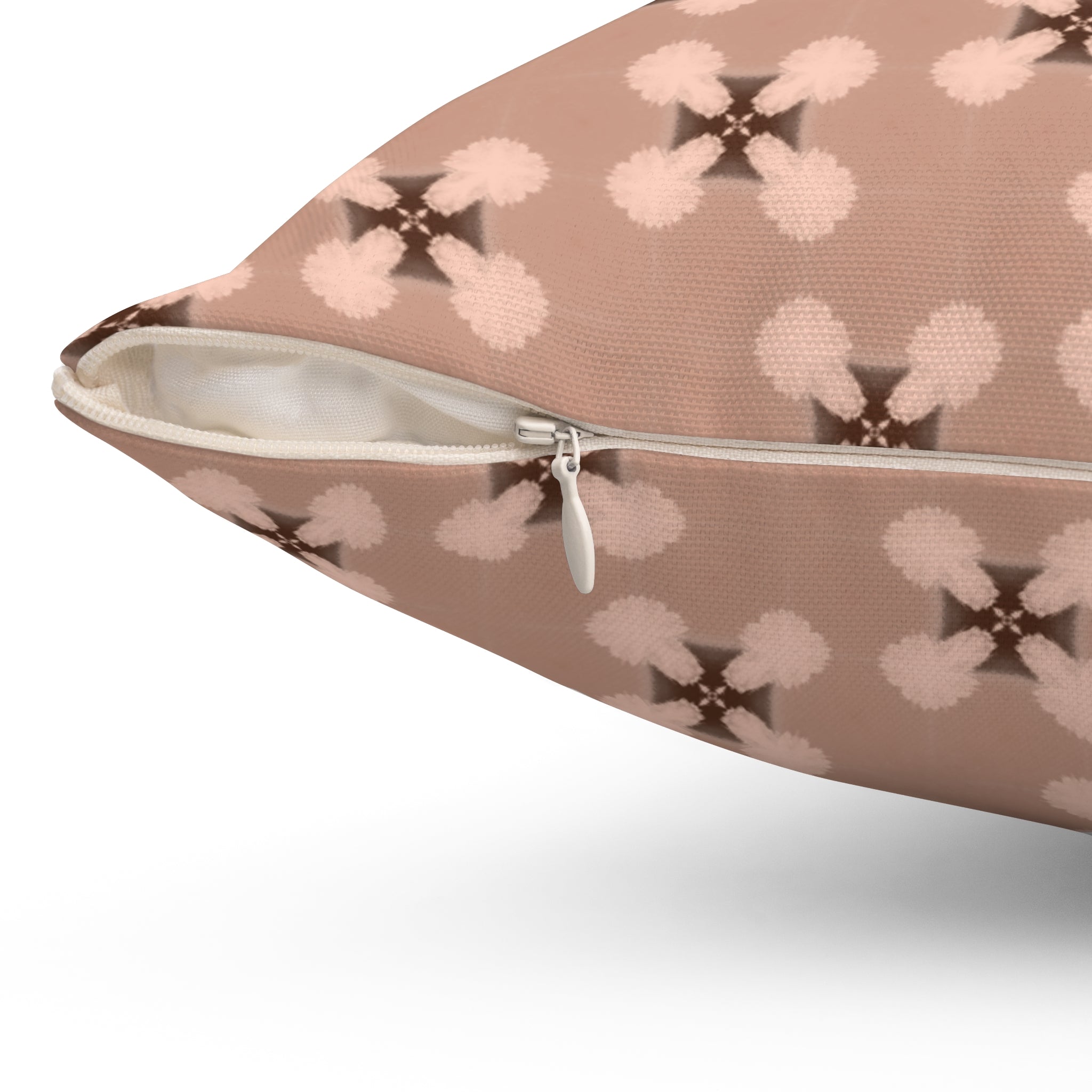 Blush Floral Pattern Square Pillow — Modern Boho Decorative Cushion