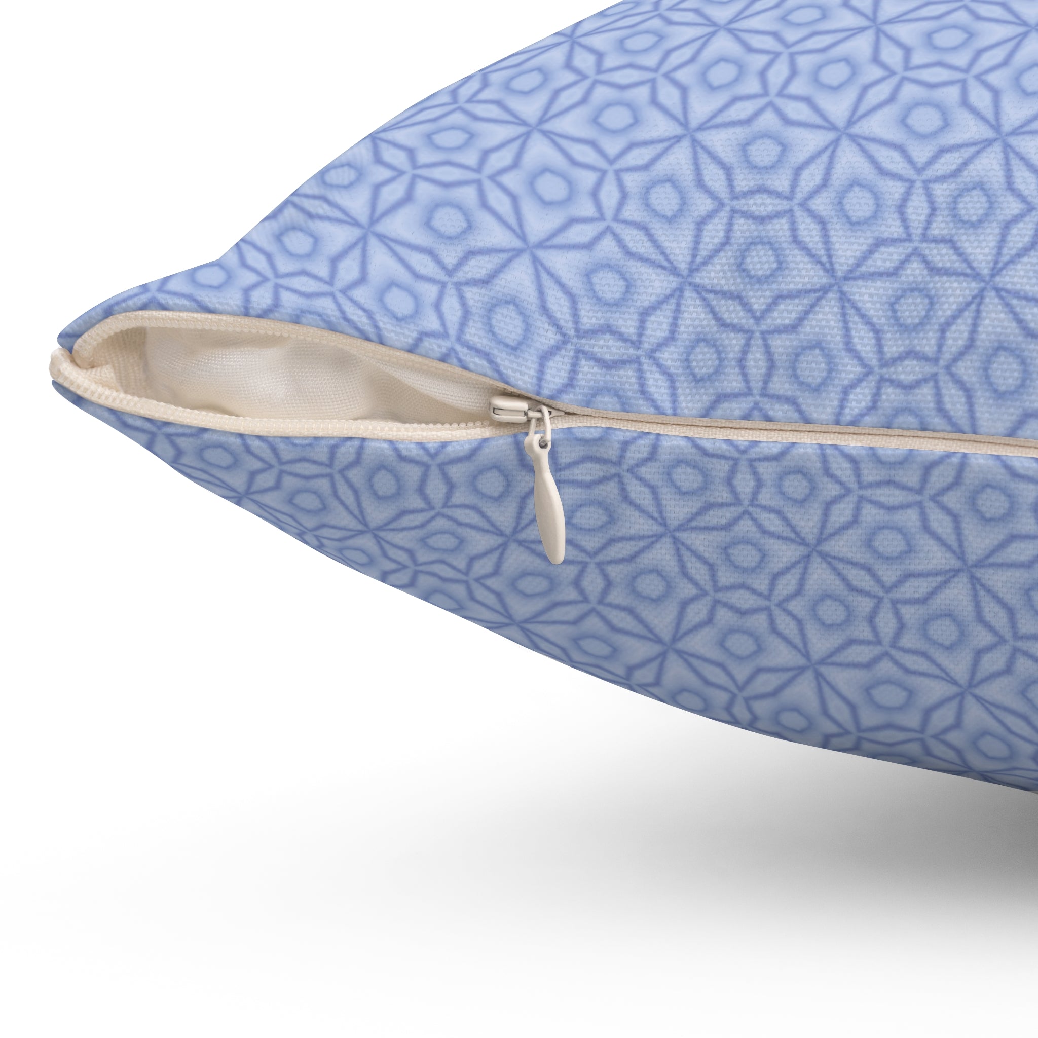 Blue Floral Decorative Pillow — Square Throw Cushion for Living Room & Bedroom