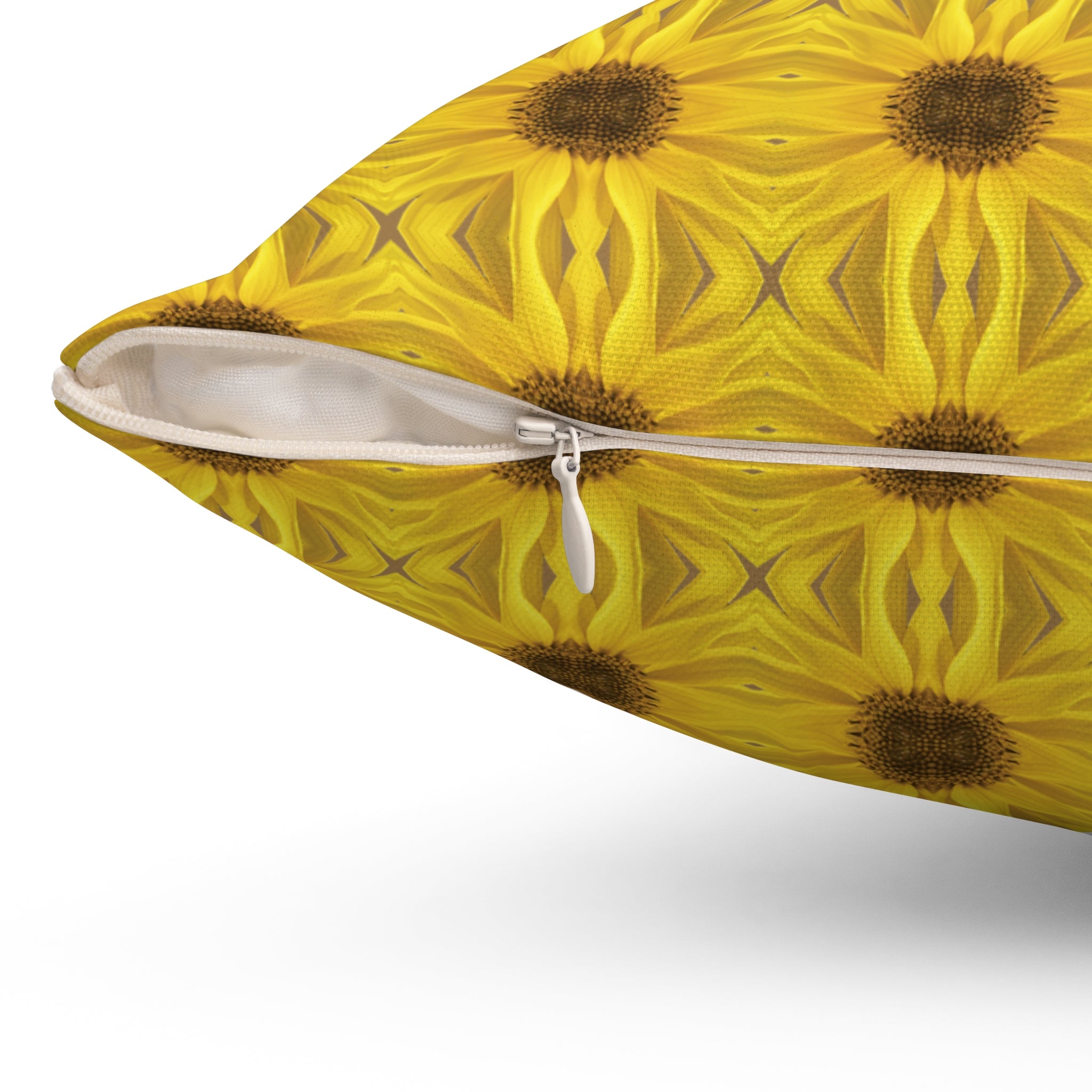 Sunflower Mosaic Decorative Pillow — Yellow Floral Patterned Throw Cushion