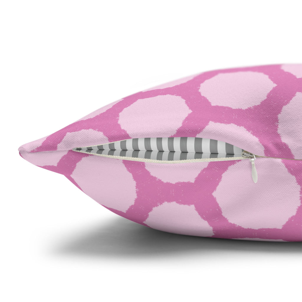 Pink Honeycomb Pattern THROW PILLOW COVER - Decorative Square Throw Pillow Cover