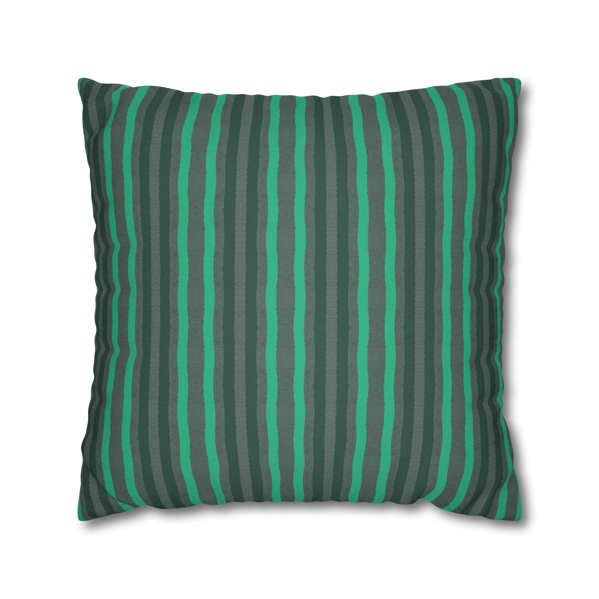 Green & Gray Striped Decorative THROW PILLOW COVER