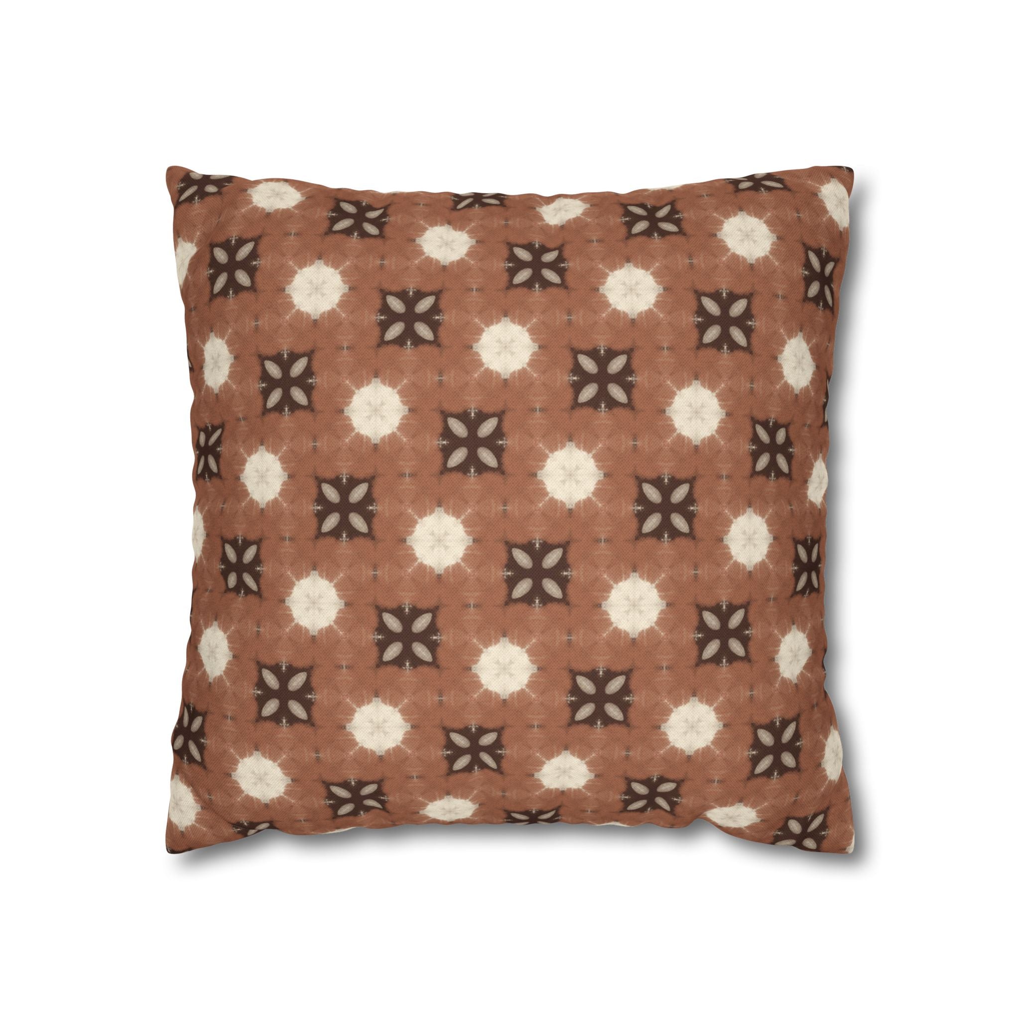 Retro Brown Geometric Spun Polyester THROW PILLOW COVER — Cozy Boho Throw Pillow Cover