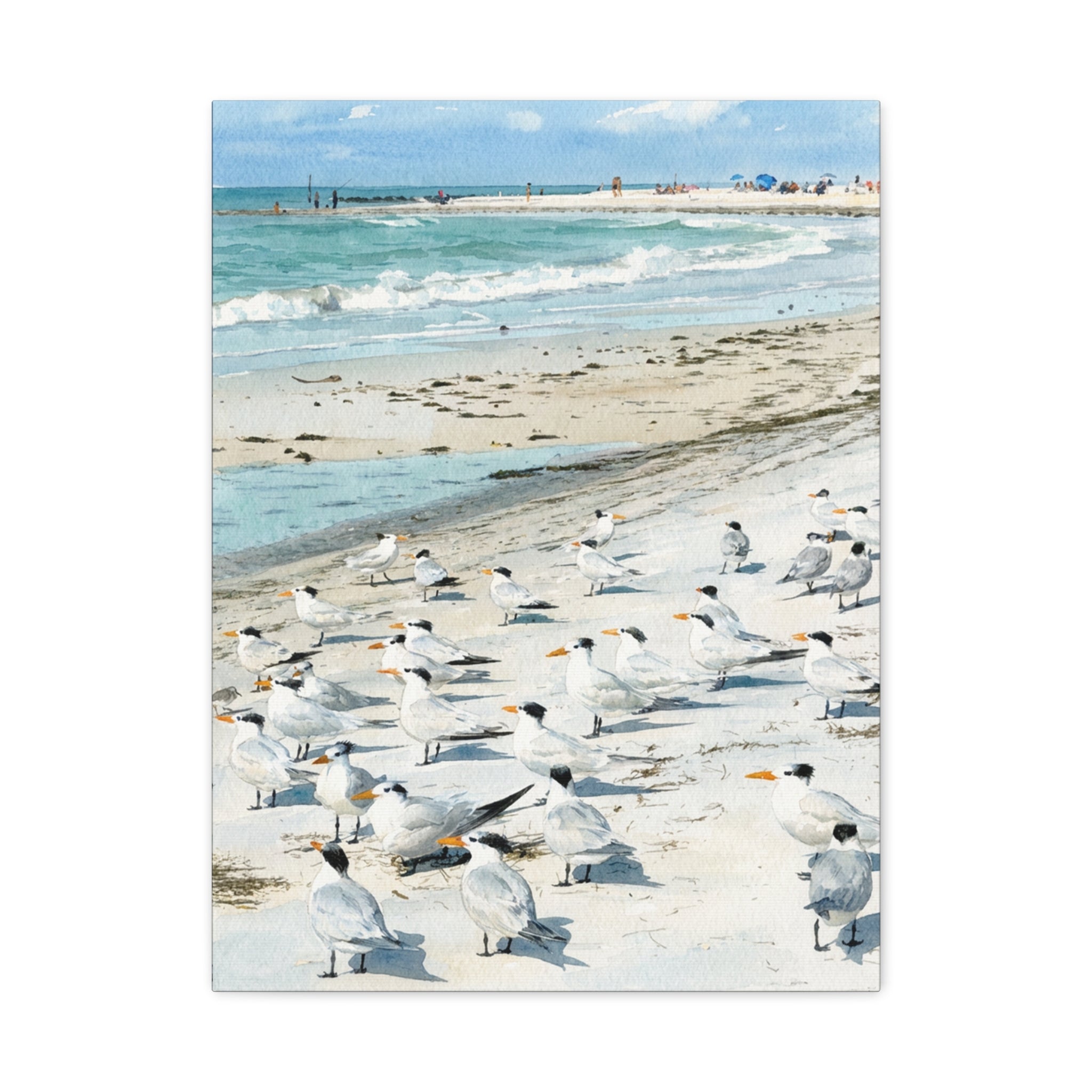 Bird Beach Canvas Print — Matte Stretched Coastal Wall Art