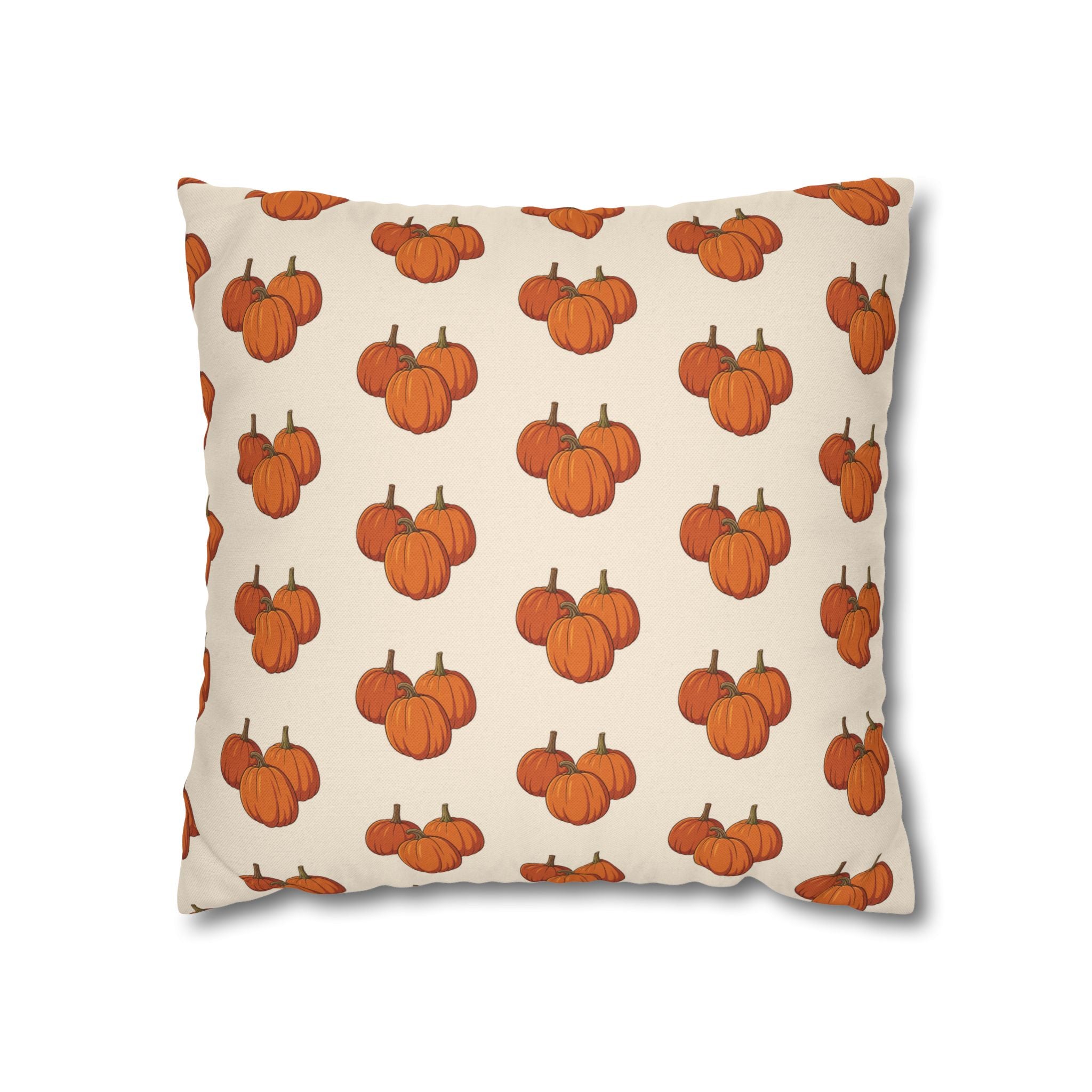 Cream Autumn Pumpkin Pattern THROW PILLOW COVER — Fall Decorative Throw Pillow Cover