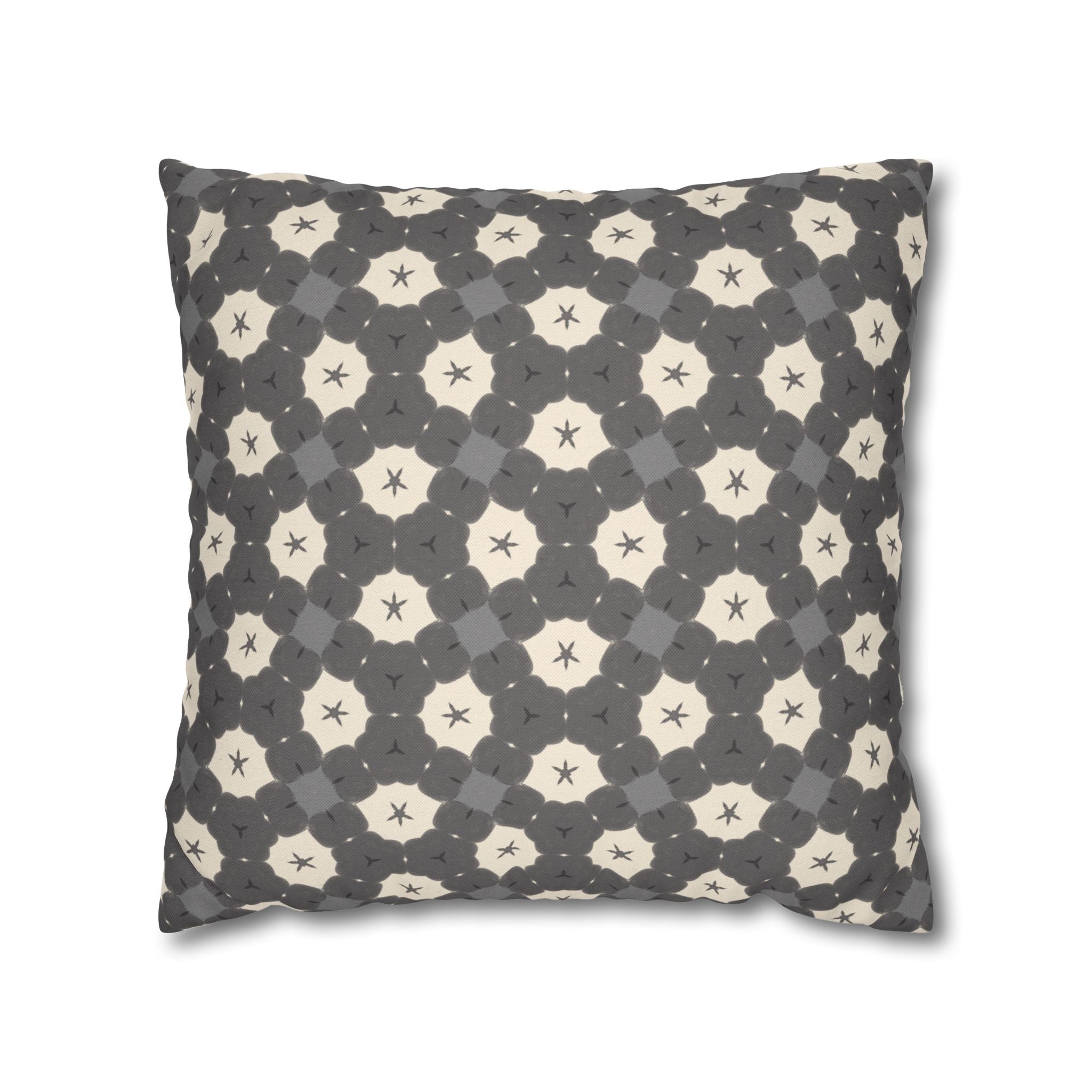 Charcoal and Cream THROW PILLOW COVER — Gray Geometric Patterned Decorative Throw Pillow Cover