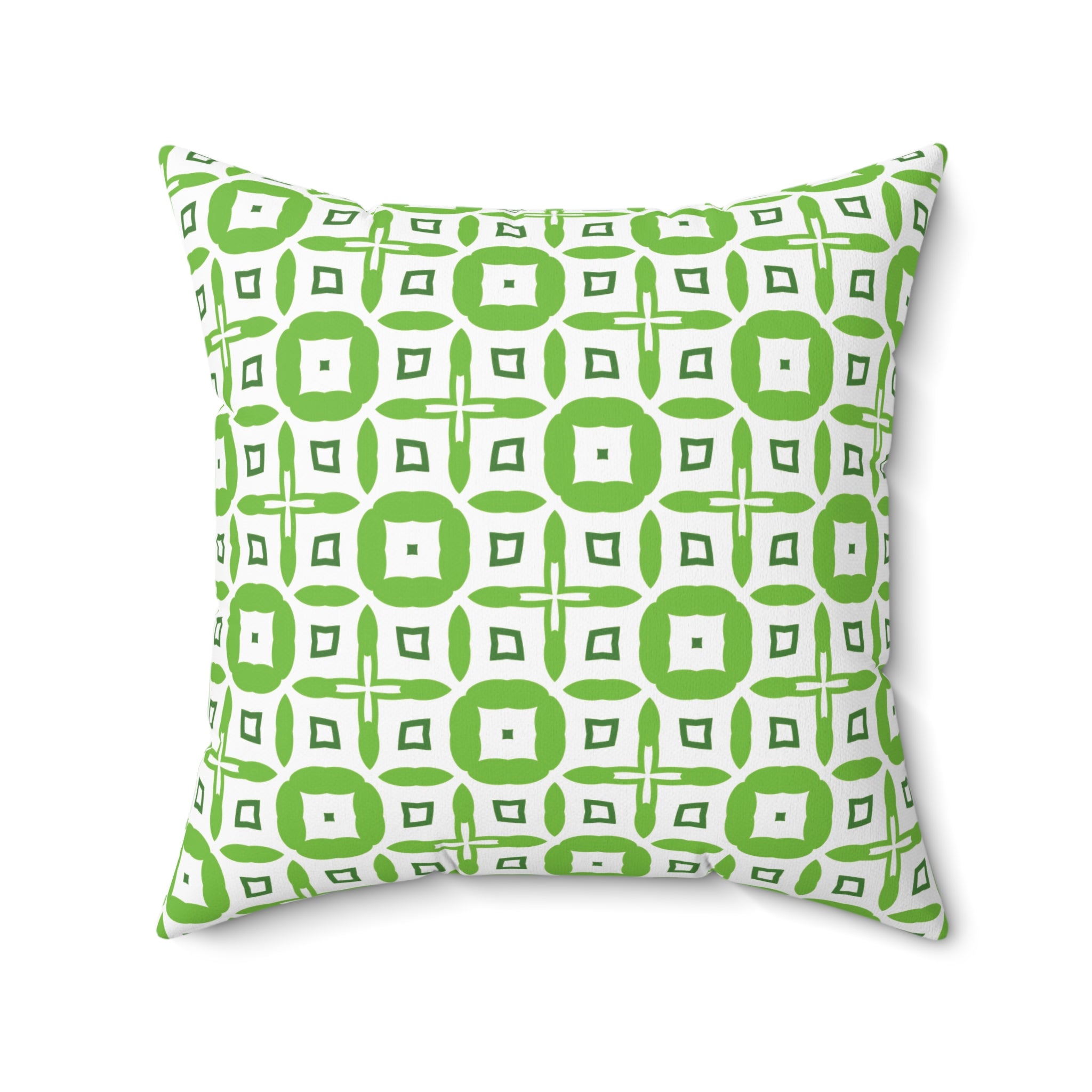 Green Geometric Square Throw Pillow – Modern Decorative Accent